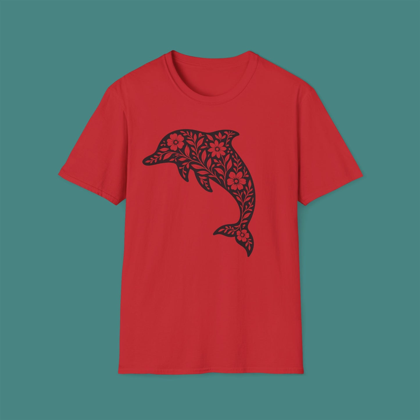 Floral Dolphin Silhouette Unisex T-Shirt