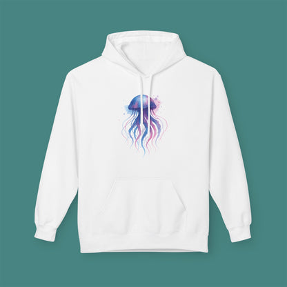 Watercolor Splash Jellyfish Fleece Unisex Hoodie