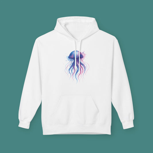 Watercolor Splash Jellyfish Fleece Unisex Hoodie