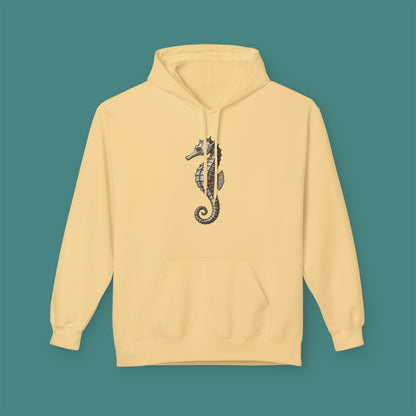Vintage Etching Seahorse Fleece Unisex Hoodie