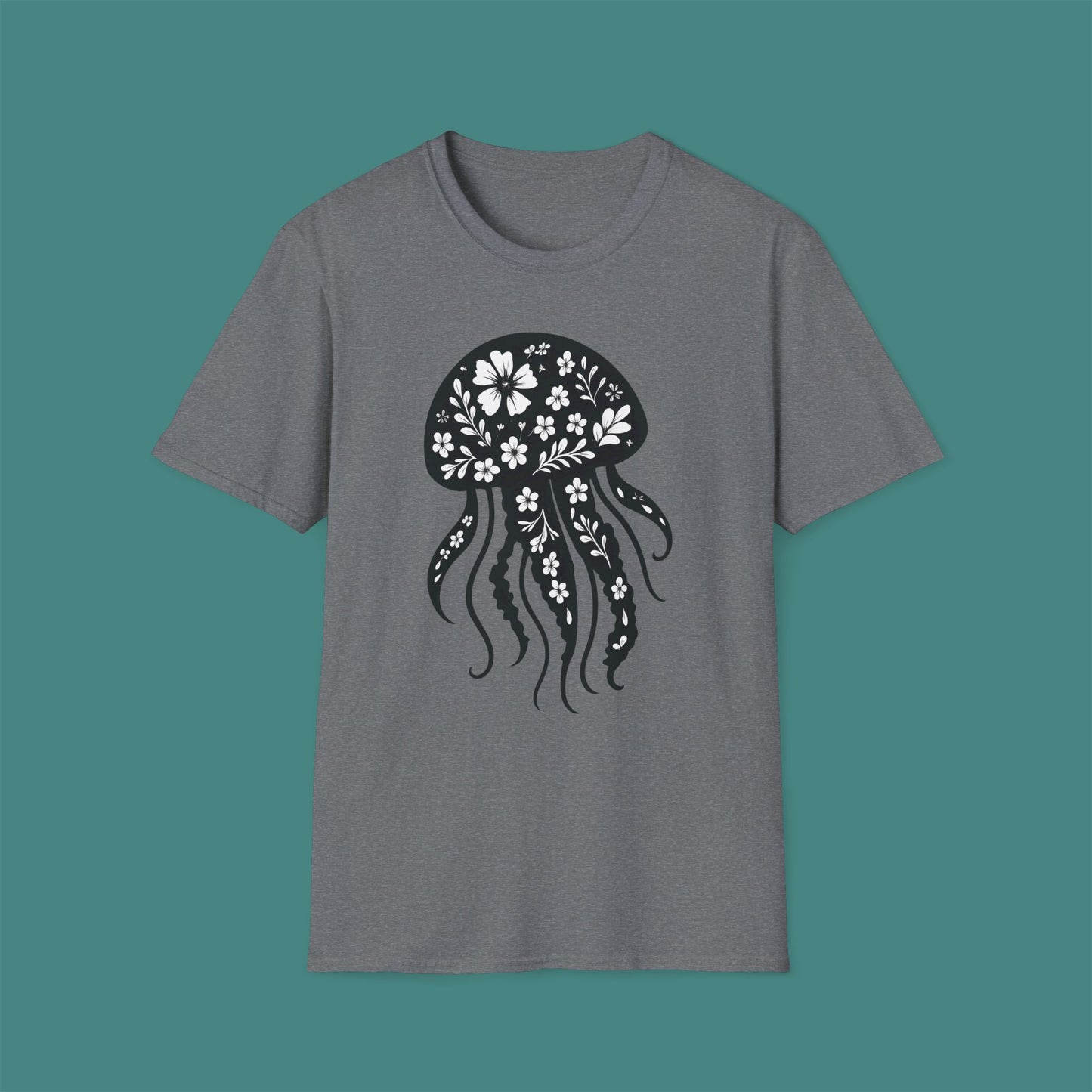 Floral Jellyfish Silhouette Unisex T-Shirt