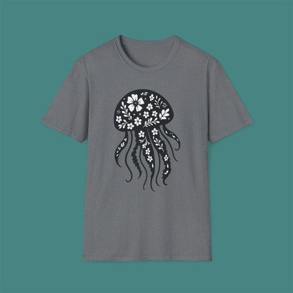 Floral Jellyfish Silhouette Unisex T-Shirt