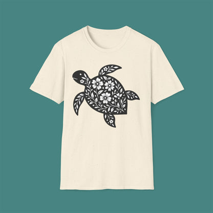 Floral Turtle Silhouette Unisex T-Shirt