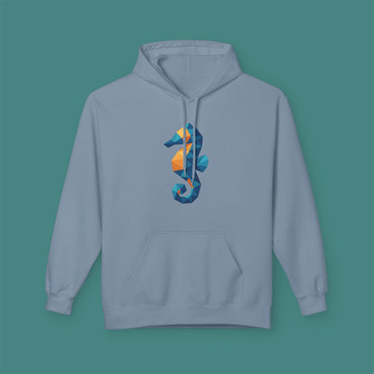Geometric Polygon Seahorse Fleece Unisex Hoodie