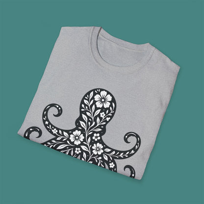 Floral Octopus Silhouette Unisex T-Shirt