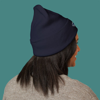 Geometric Polygon Shark Embroidered Beanie