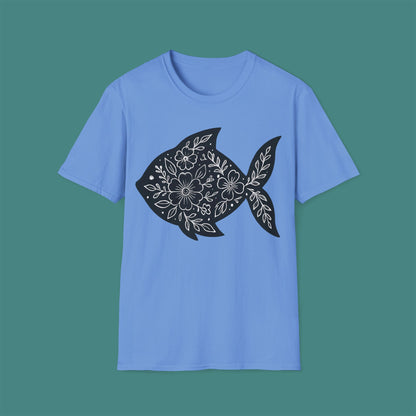 Floral Fish Silhouette Unisex T-Shirt
