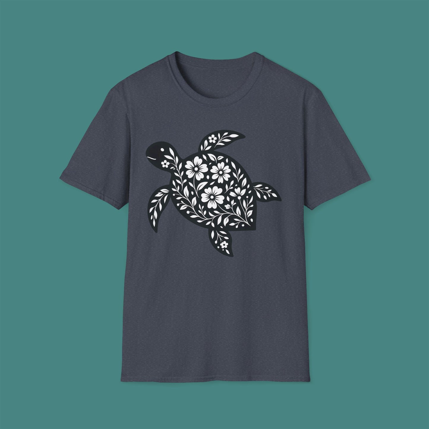 Floral Turtle Silhouette Unisex T-Shirt