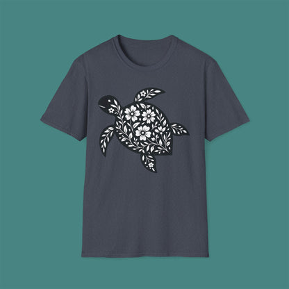 Floral Turtle Silhouette Unisex T-Shirt
