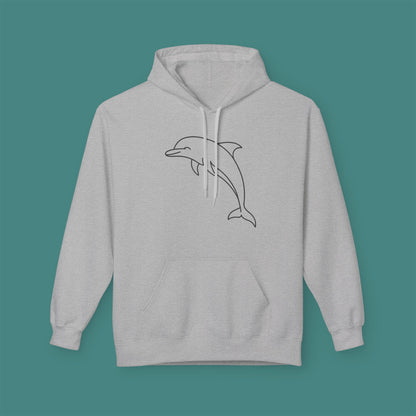 Minimalist Line Art Dolphin Fleece Unisex Hoodie