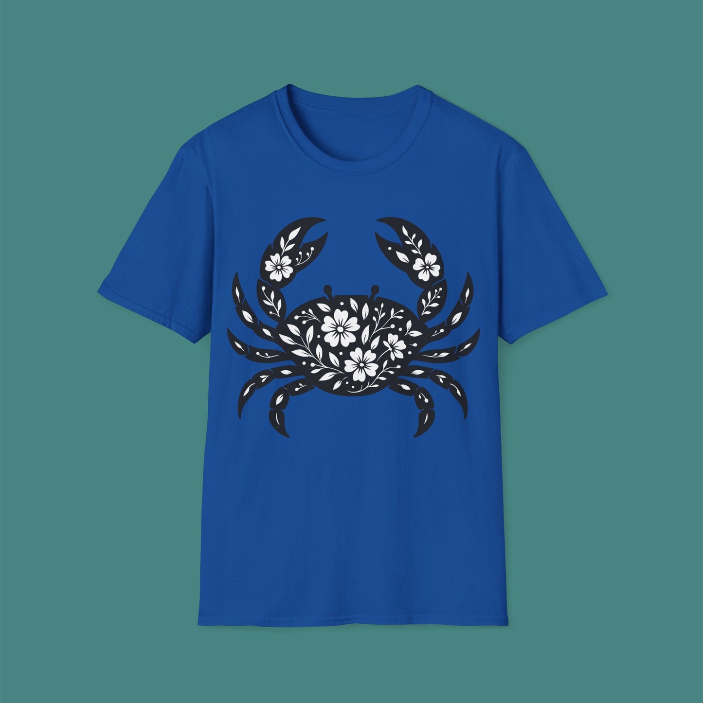 Floral Crab Silhouette Unisex T-Shirt