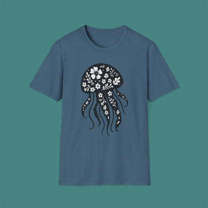 Floral Jellyfish Silhouette Unisex T-Shirt