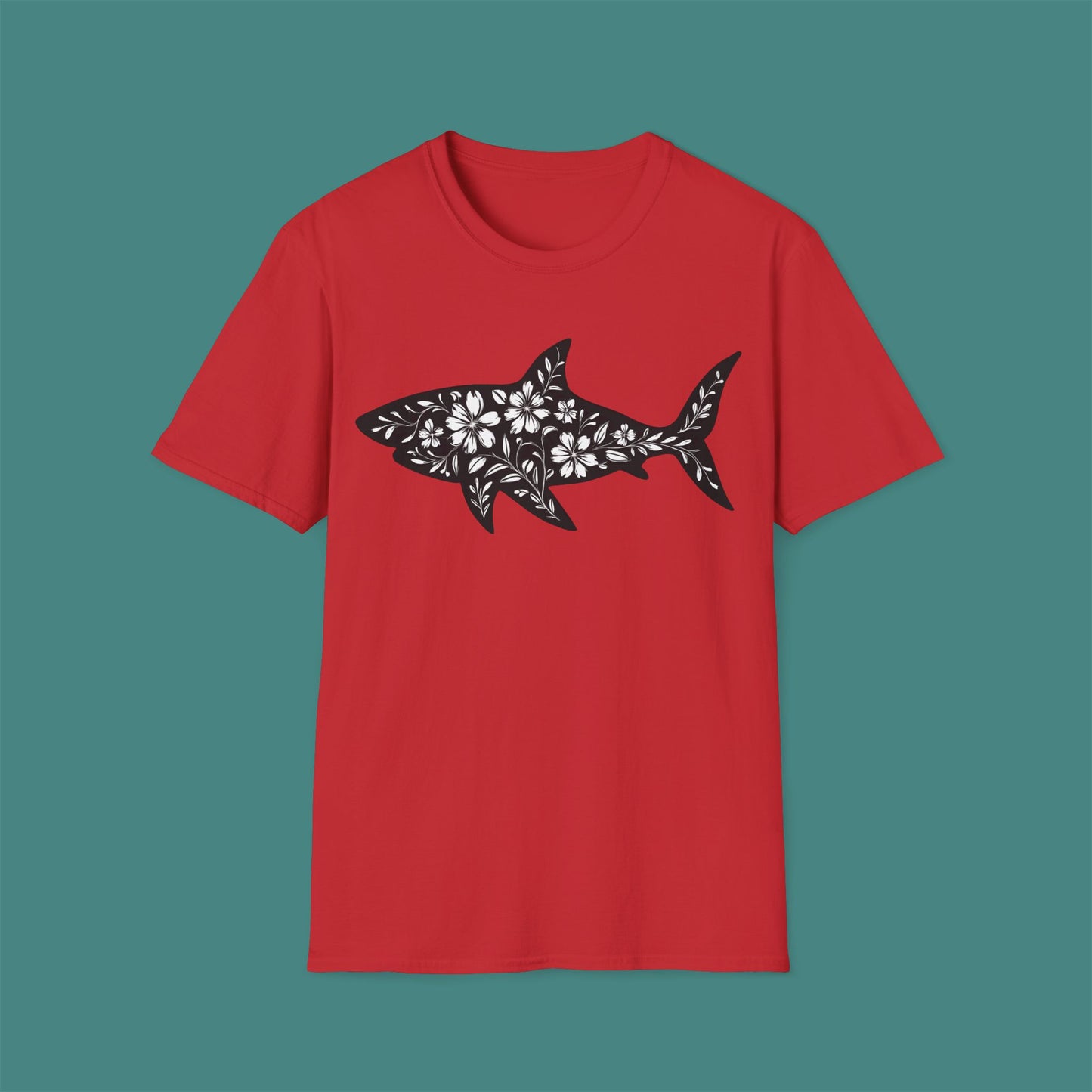 Floral Shark Silhouette Unisex T-Shirt