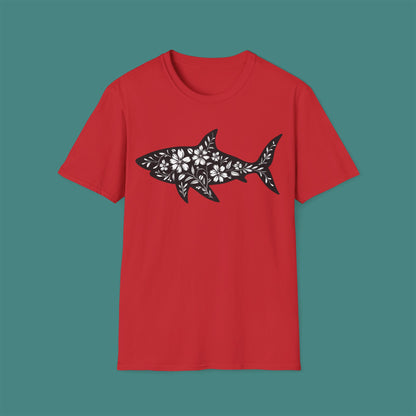 Floral Shark Silhouette Unisex T-Shirt