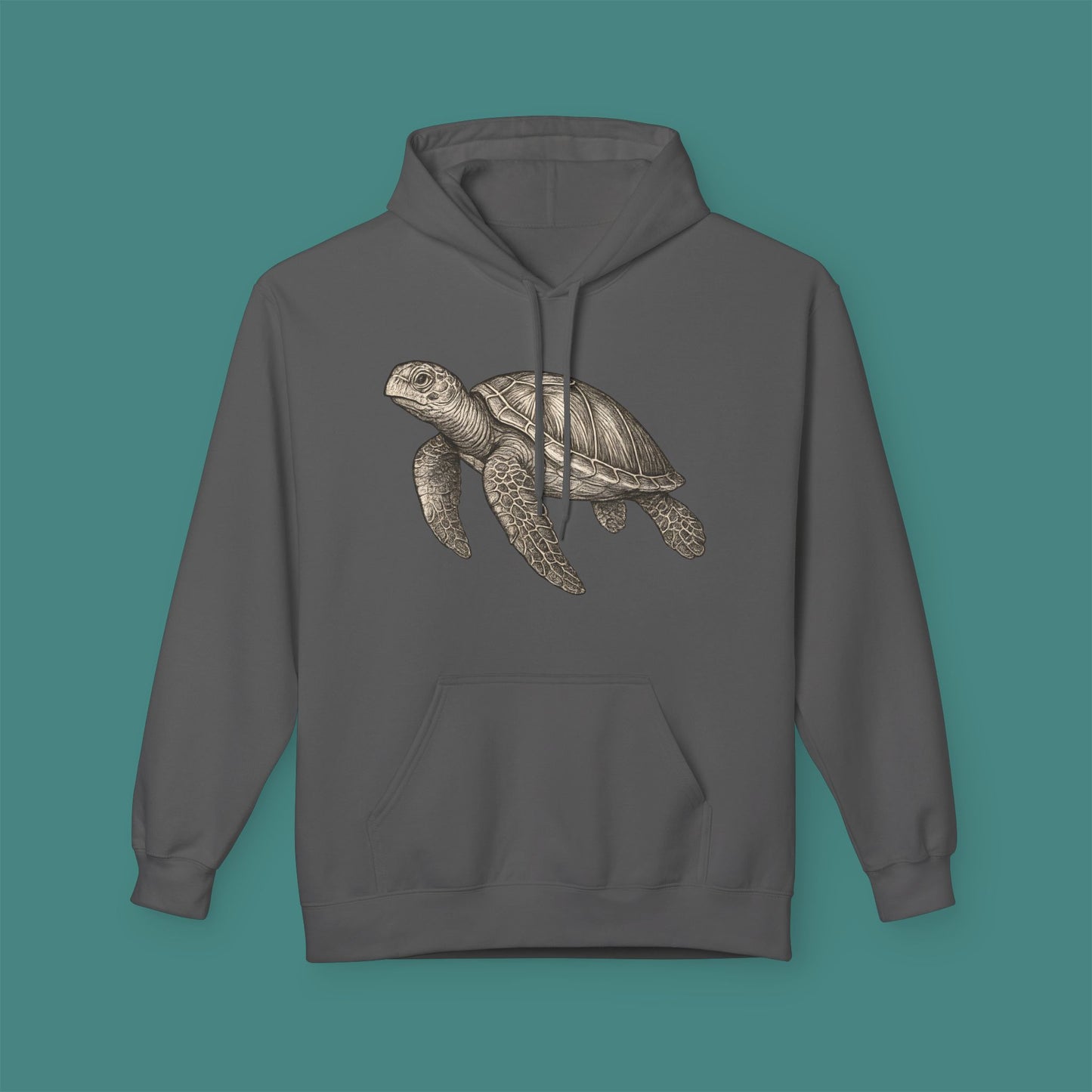 Vintage Etching Turtle Fleece Unisex Hoodie