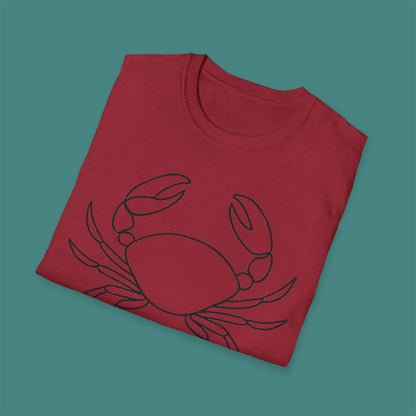 Minimalist Line Art Crab Unisex T-Shirt