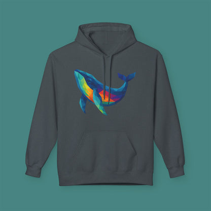 Geometric Polygon Whale Fleece Unisex Hoodie