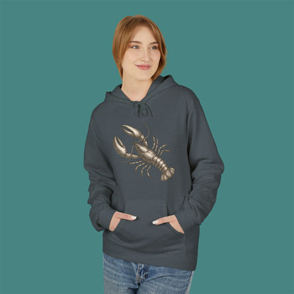 Vintage Etching Lobster Fleece Unisex Hoodie