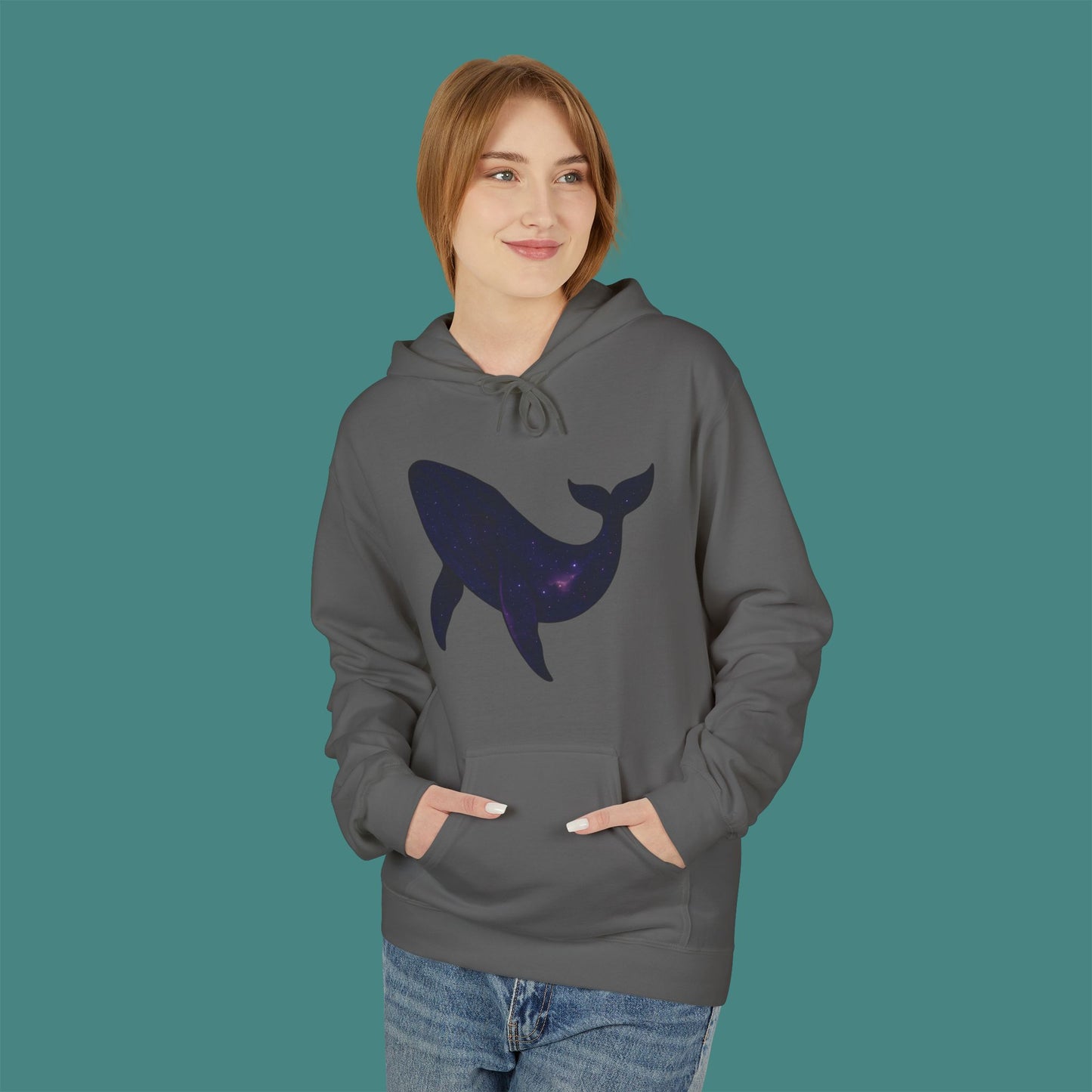 Cosmic Galaxy Whale Fleece Unisex Hoodie