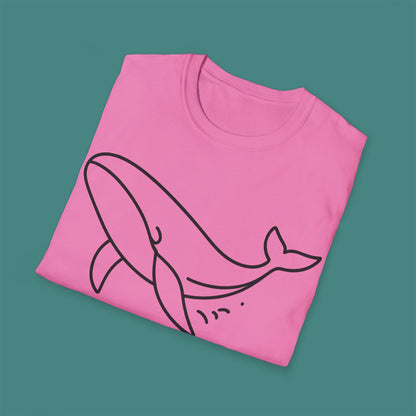 Minimalist Line Art Whale Unisex T-Shirt