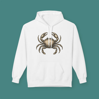 Vintage Etching Crab Fleece Unisex Hoodie
