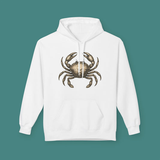 Vintage Etching Crab Fleece Unisex Hoodie