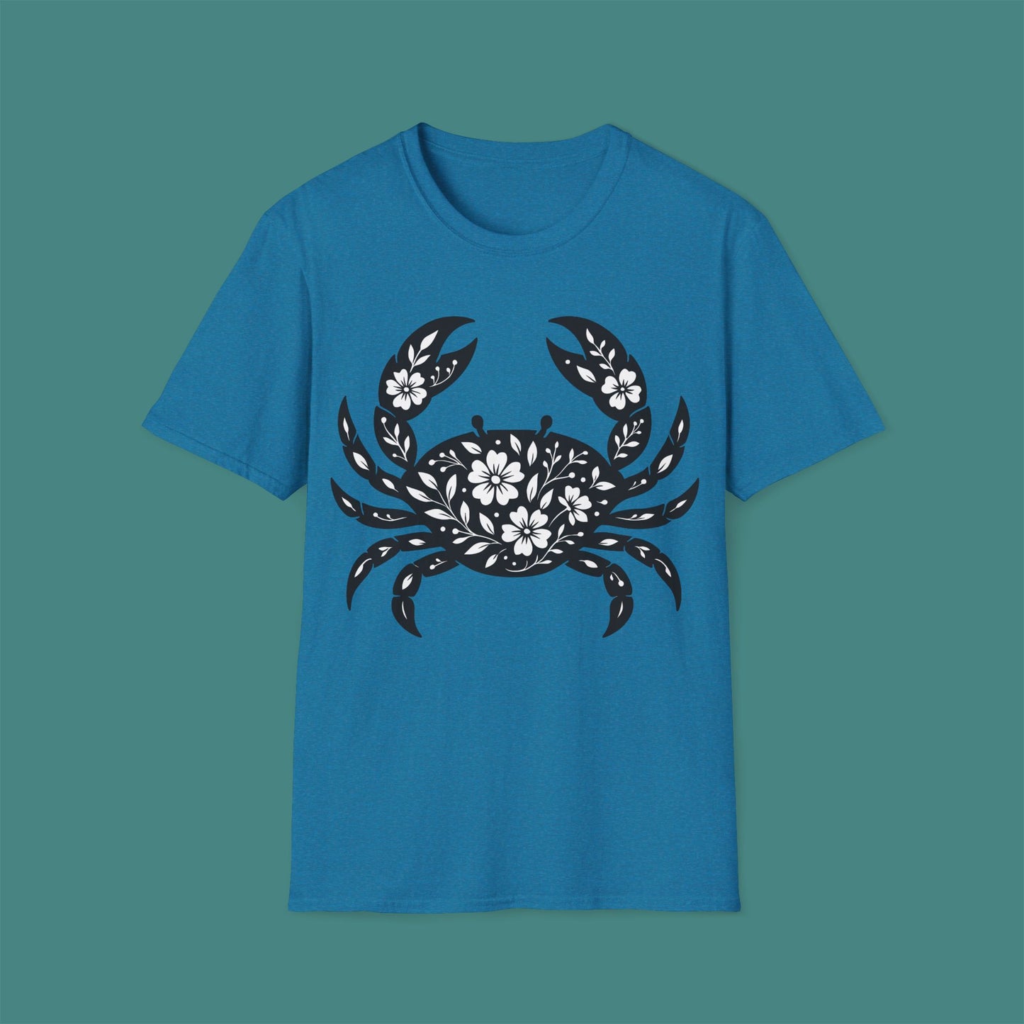 Floral Crab Silhouette Unisex T-Shirt