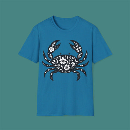 Floral Crab Silhouette Unisex T-Shirt