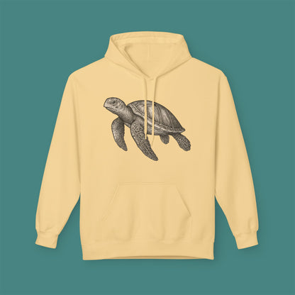 Vintage Etching Turtle Fleece Unisex Hoodie