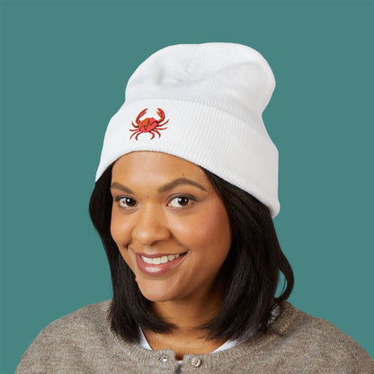 Geometric Polygon Crab Embroidered Beanie