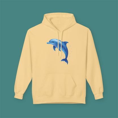 Watercolor Splash Dolphin Fleece Unisex Hoodie
