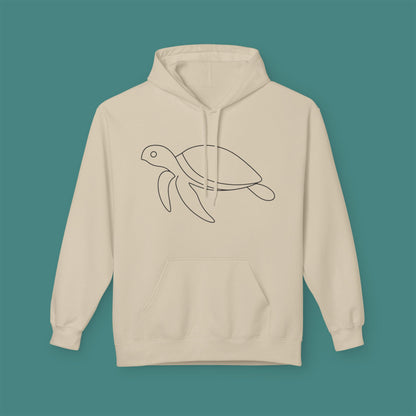 Minimalist Line Art Turtle Fleece Unisex Hoodie
