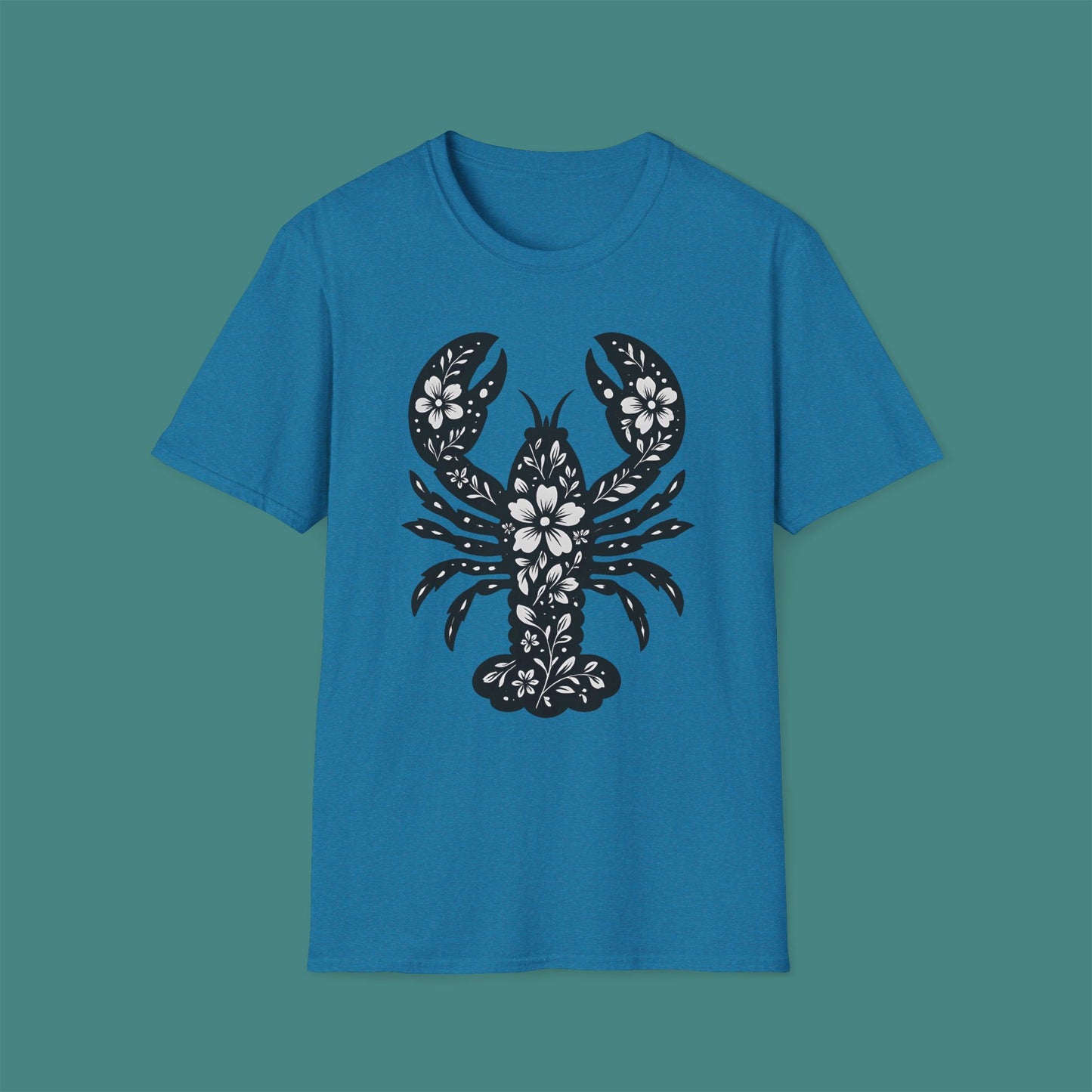 Floral Lobster Silhouette Unisex T-Shirt