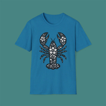 Floral Lobster Silhouette Unisex T-Shirt