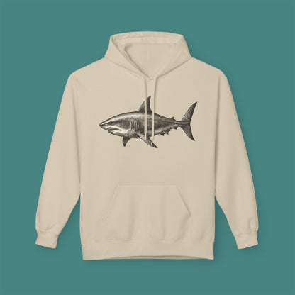 Vintage Etching Shark Fleece Unisex Hoodie