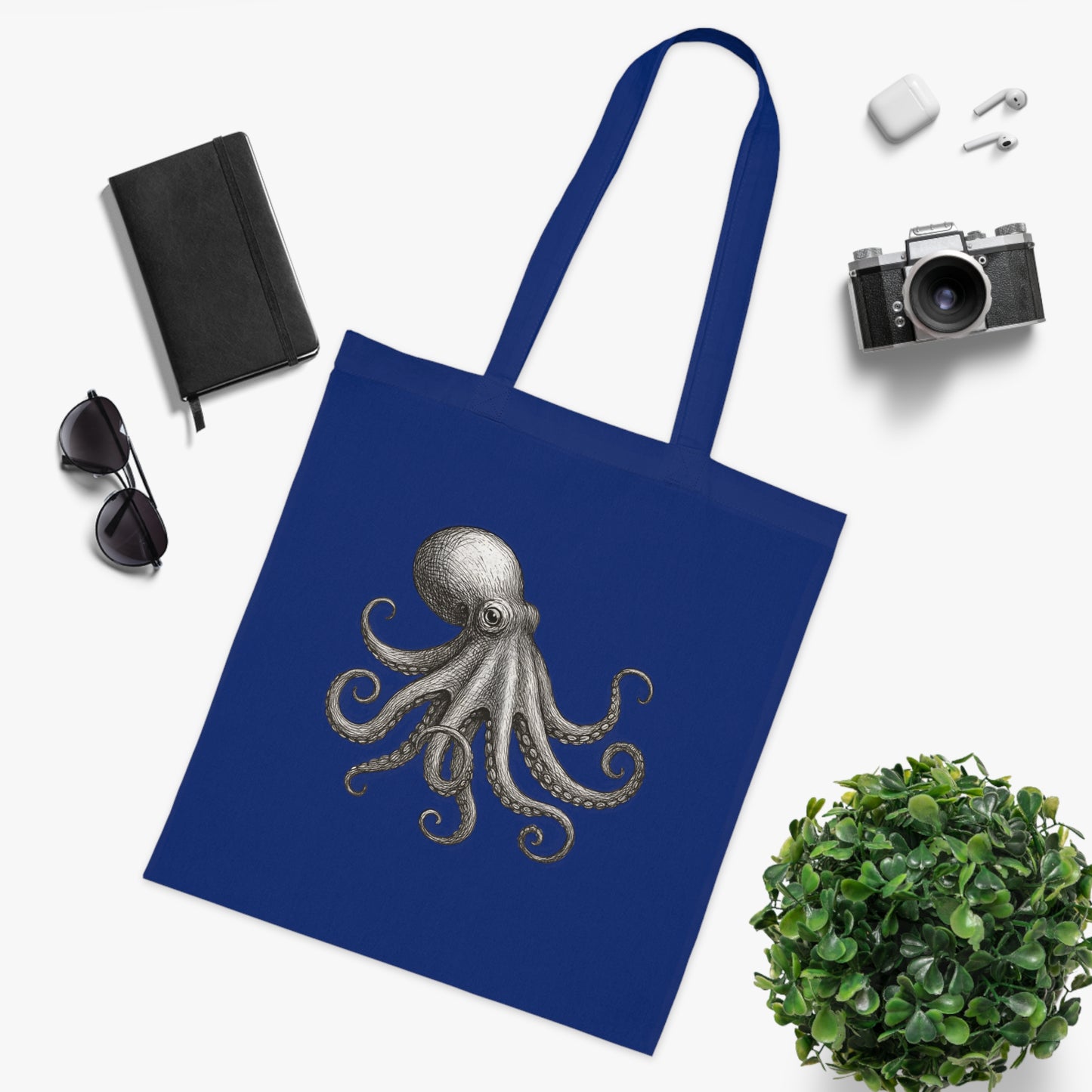 Vintage Etching Octopus Tote Bag
