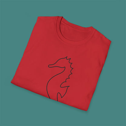 Minimalist Line Art Seahorse Unisex T-Shirt