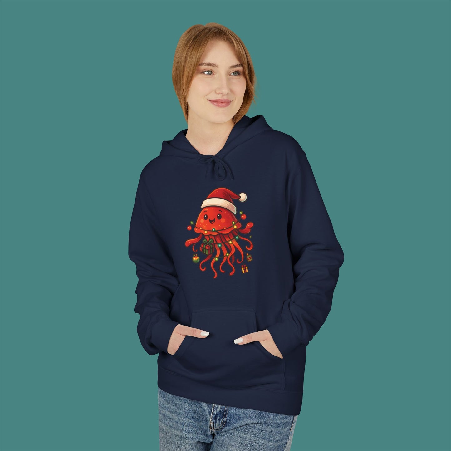 Christmas Jellyfish Fleece Unisex Hoodie