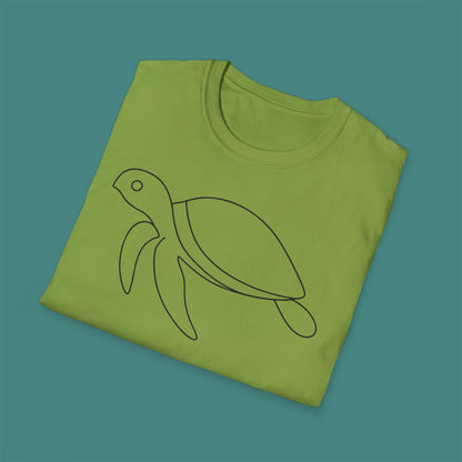 Minimalist Line Art Turtle Unisex T-Shirt
