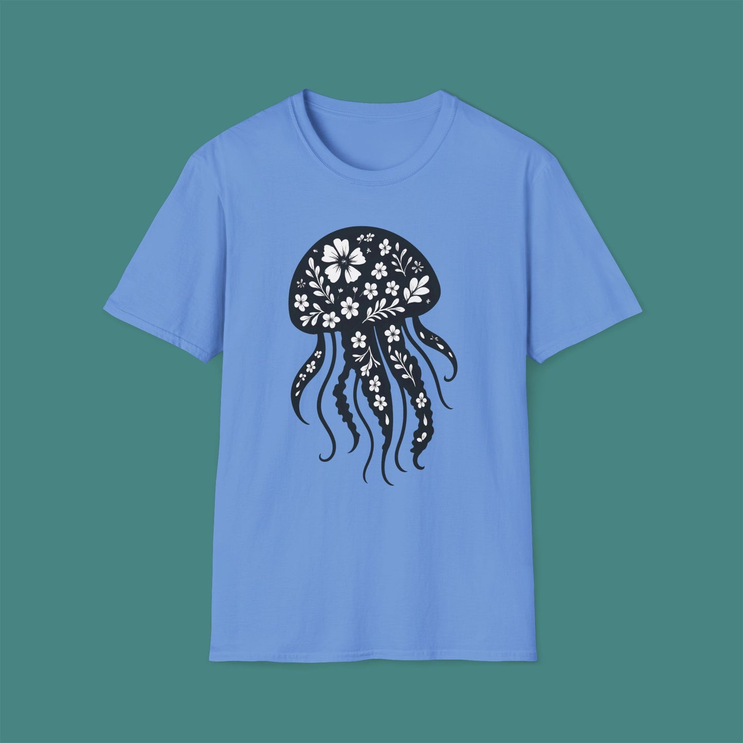Floral Jellyfish Silhouette Unisex T-Shirt