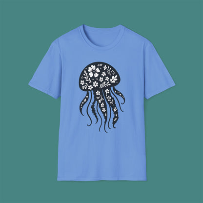 Floral Jellyfish Silhouette Unisex T-Shirt