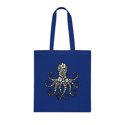 Floral Octopus Silhouette Tote Bag