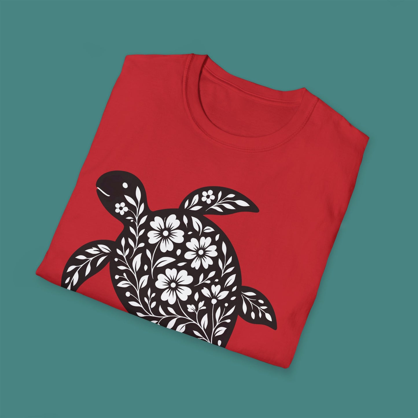 Floral Turtle Silhouette Unisex T-Shirt