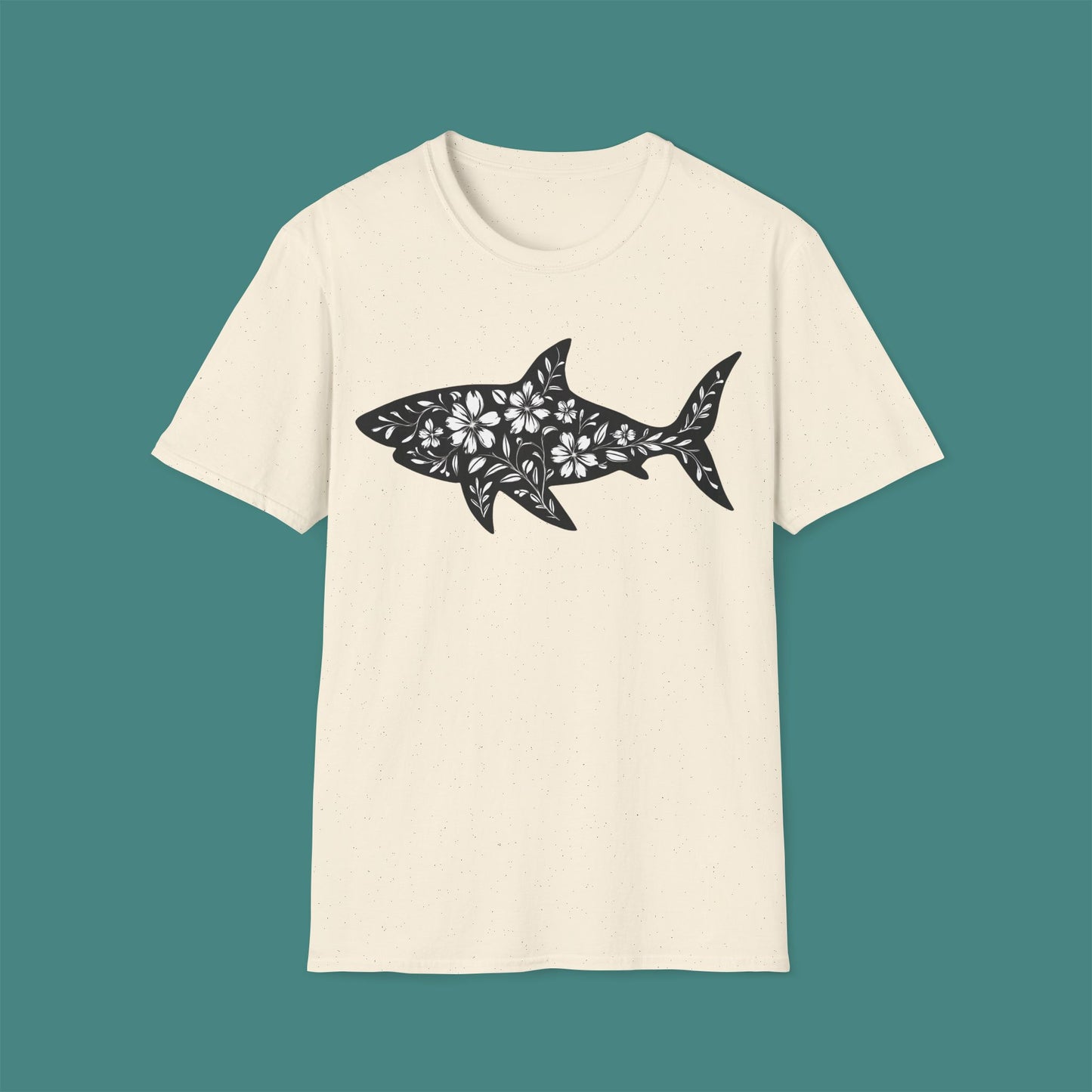 Floral Shark Silhouette Unisex T-Shirt