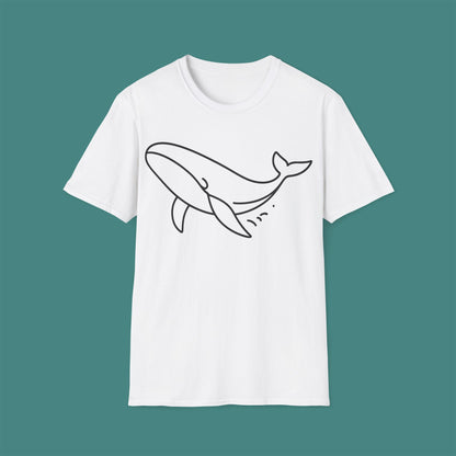 Minimalist Line Art Whale Unisex T-Shirt