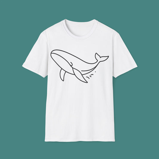 Minimalist Line Art Whale Unisex T-Shirt