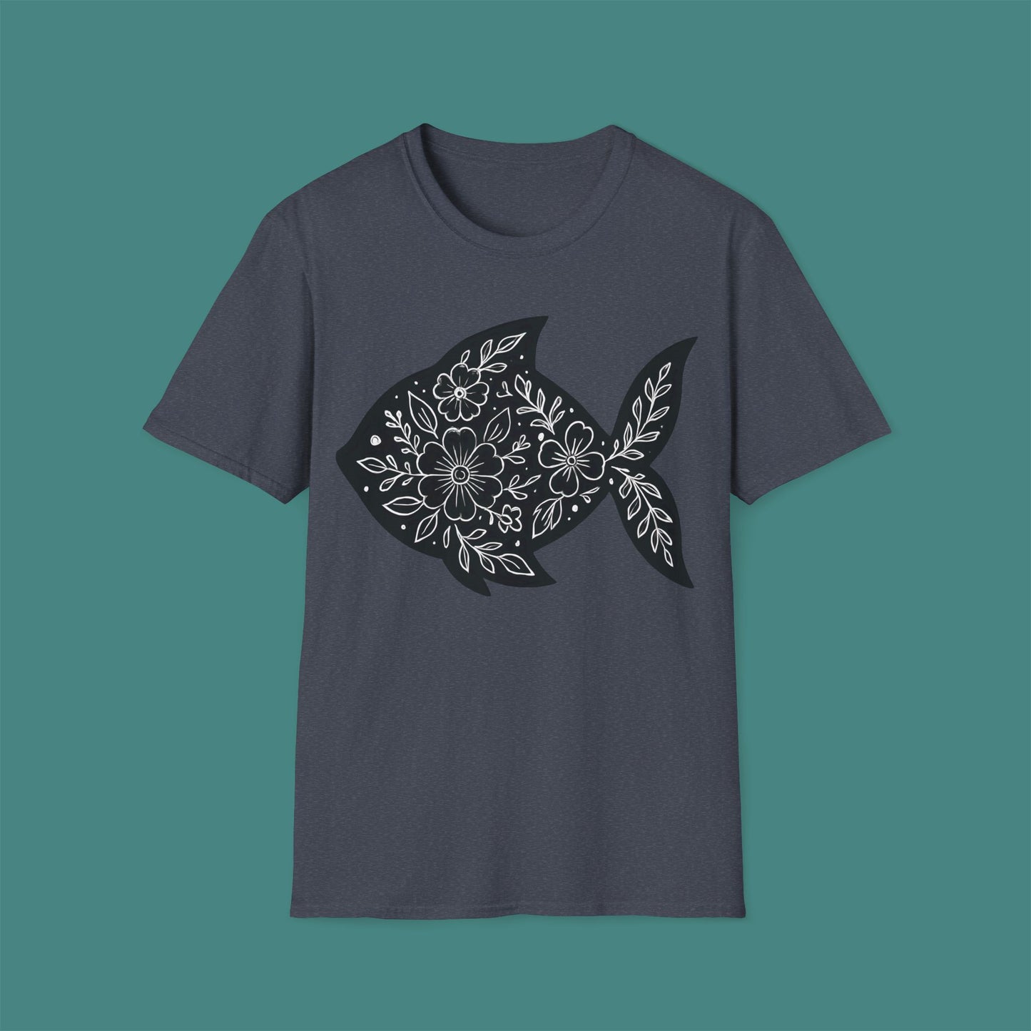 Floral Fish Silhouette Unisex T-Shirt