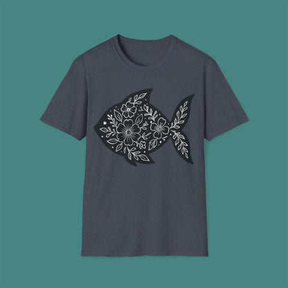 Floral Fish Silhouette Unisex T-Shirt