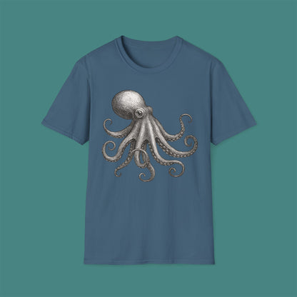 Vintage Etching Octopus Unisex T-Shirt