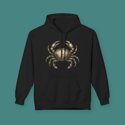 Vintage Etching Crab Fleece Unisex Hoodie
